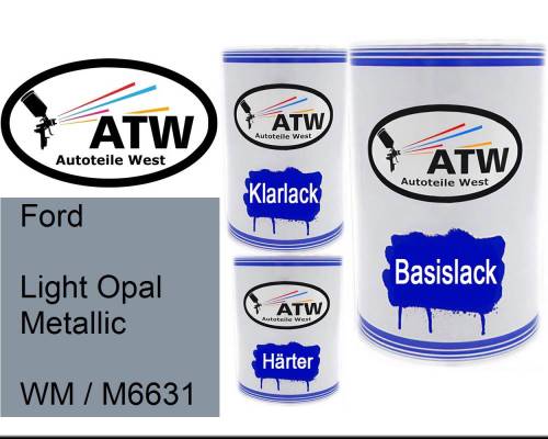 Ford, Light Opal Metallic, WM / M6631: 500ml Lackdose + 500ml Klarlack + 250ml Härter - Set, von ATW Autoteile West.